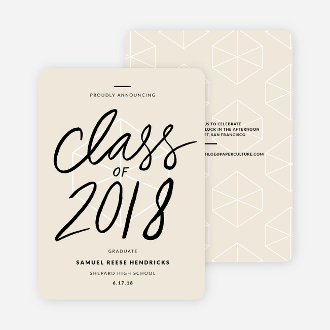 Proudly Announcing Graduation Cards - Beige