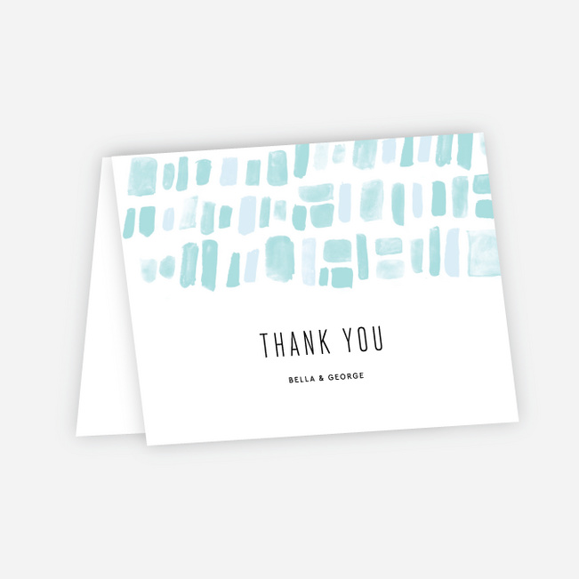 Painted Squares Wedding Thank You Cards - Blue
