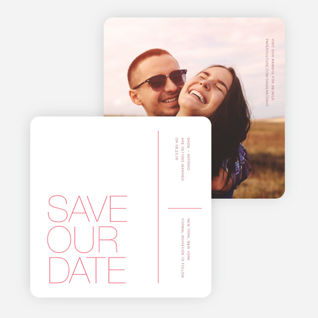 Stacked Type Save The Dates - Pink