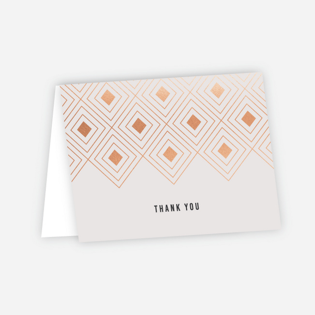 Foil Princess Cut Wedding Thank You Cards - Beige