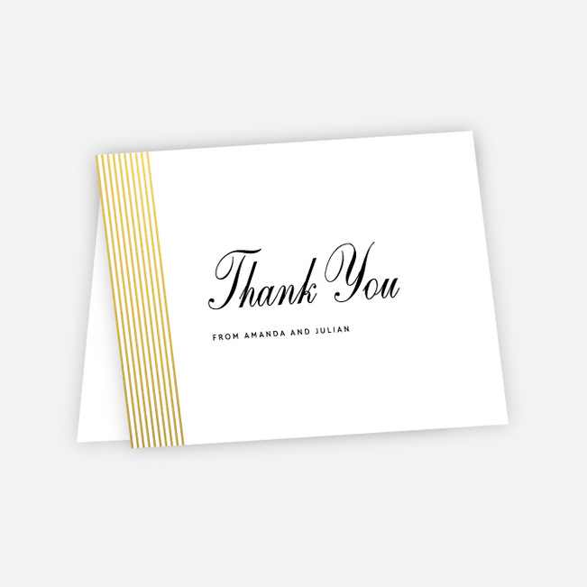 Foil Sidebar Wedding Wedding Thank You Cards - Yellow