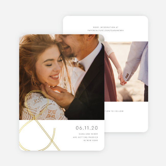 Foil You & Me Wedding Save the Date Cards - Yellow