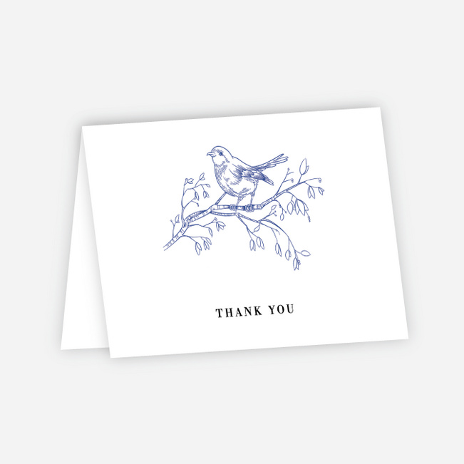 Nesting Birds Wedding Thank You Cards - Black