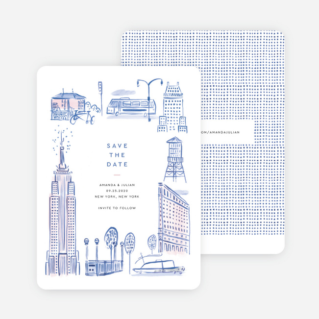 NYC Landmarks Save the Date Cards - Blue