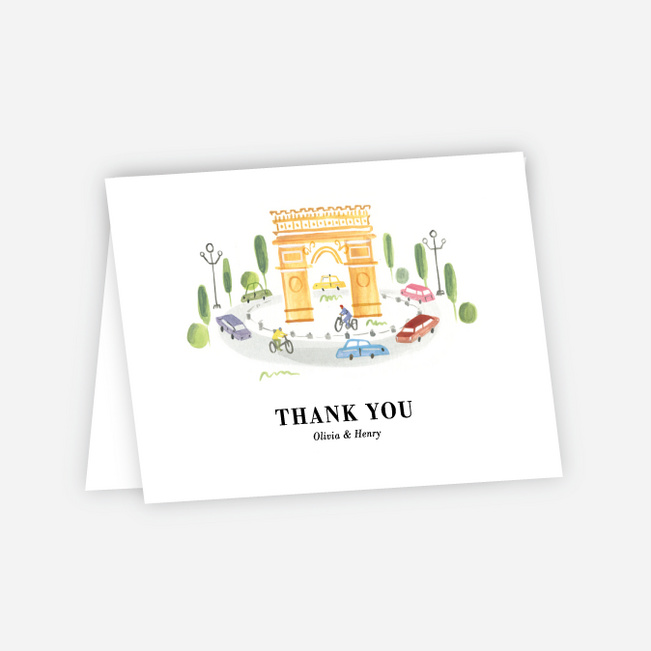 Paris Connection Wedding Thank You Cards - Multi
