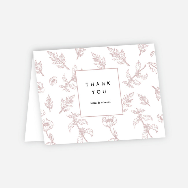 Vintage Print Wedding Thank You Cards - Pink