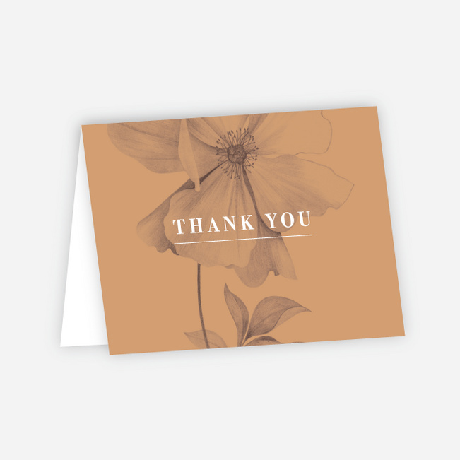 Artistic Flowers Wedding Thank You Cards - Brown