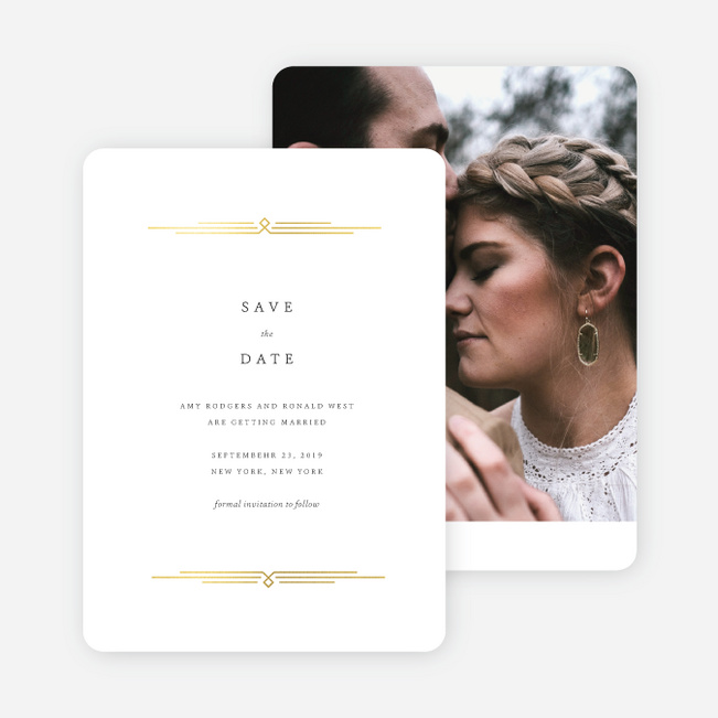 Foil Classically Stated Rustic Save the Date Cards - Red