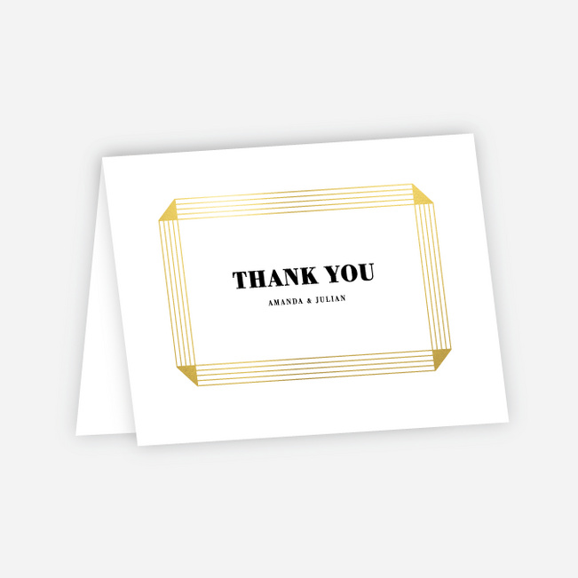 Foil On a Scroll Wedding Thank You Cards - White