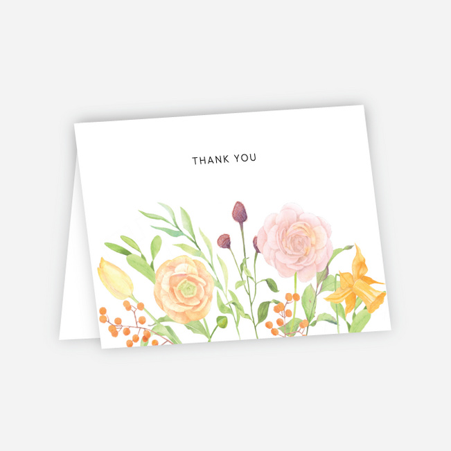 Framed Bouquet Wedding Thank You Cards - Multi