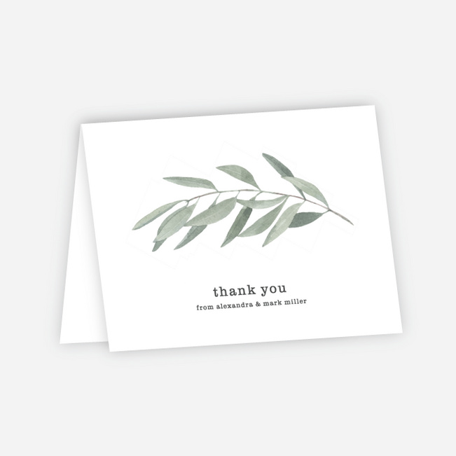 Olive You Wedding Thank You Cards - Green