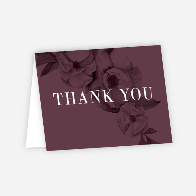 Vintage Wallpaper Wedding Thank You Cards - Purple