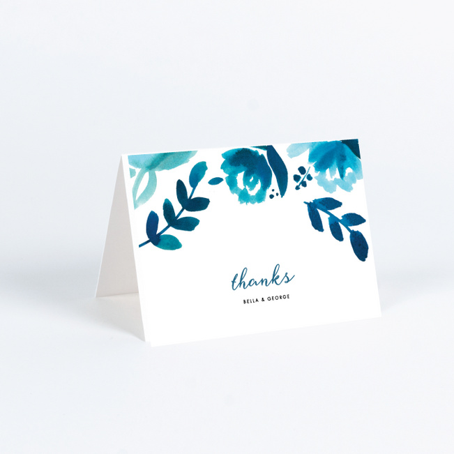 Bohemian Floral Wedding Thank You Cards - Blue