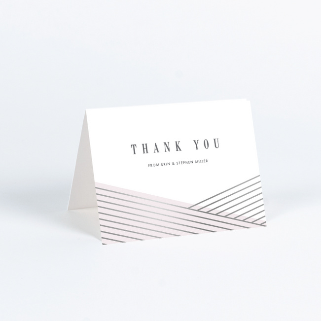 Diagonal Chic Wedding Thank You Cards - Pink