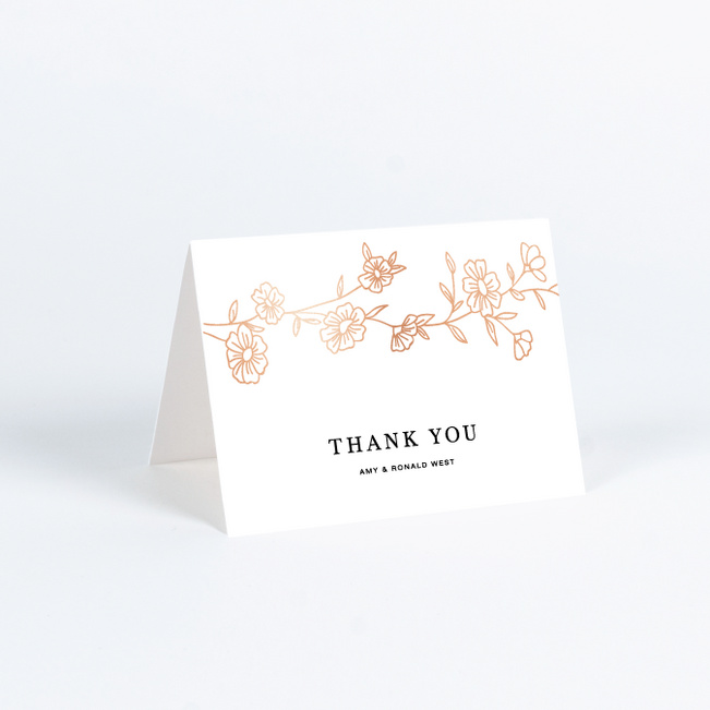 Elegant Roses Wedding Thank You Cards - Brown