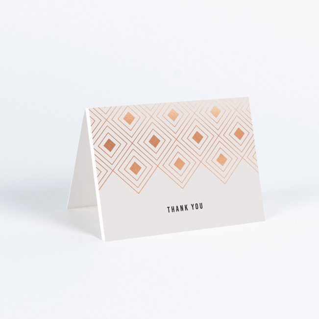Foil Princess Cut Wedding Thank You Cards - Beige