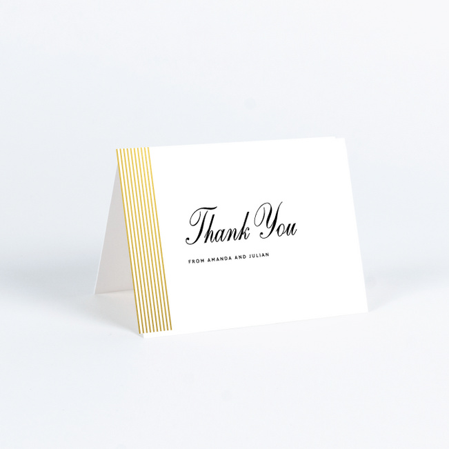 Foil Sidebar Wedding Wedding Thank You Cards - Yellow