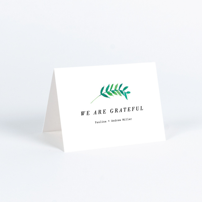 Minimal Laurel Wedding Thank You Cards - White