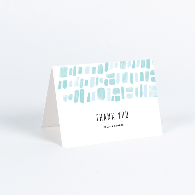 Painted Squares Wedding Thank You Cards - Blue