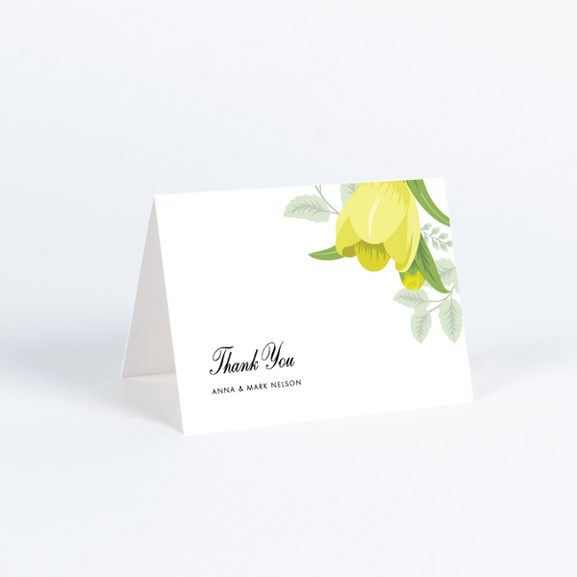 Retro Floret Wedding Thank You Cards - Yellow