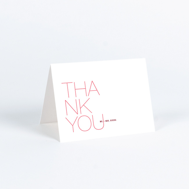 Stacked Type Wedding Thank You Cards - Pink