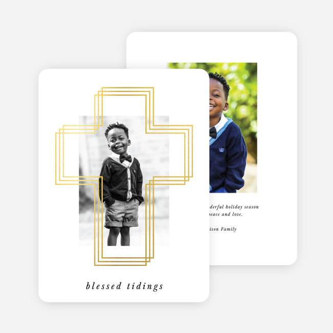 Foil Cross Outlines Christmas Cards - Yellow