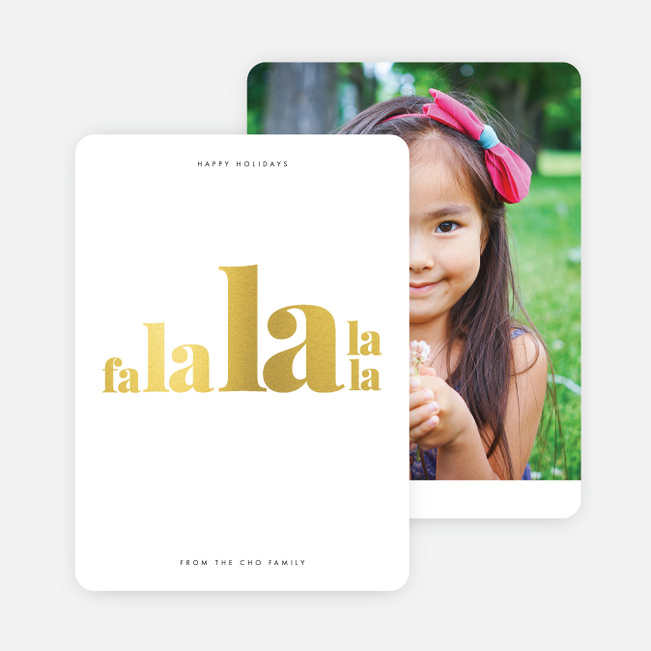 Foil Falala Hymn Christmas Photo Cards & Holiday Photo Cards - Yellow