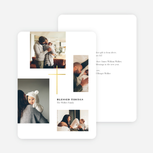 Foil Blessed Cross Christmas Cards - Yellow