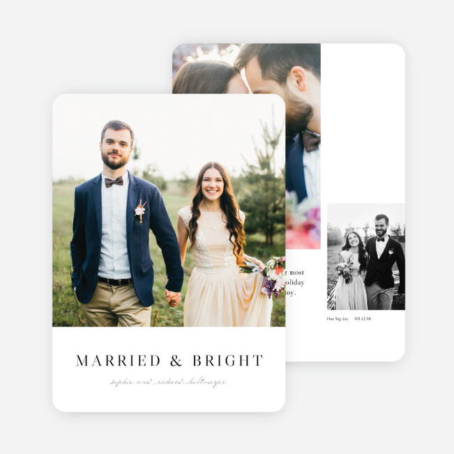 Married & Bright Multi Photo Holiday Cards - Black