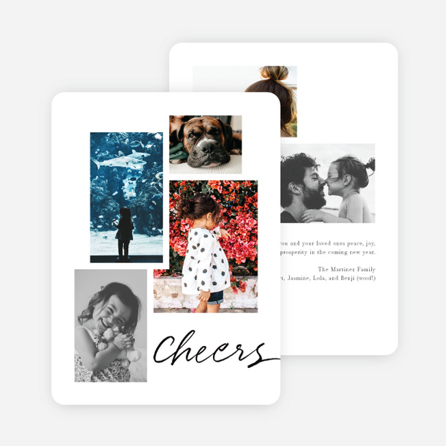 Festive Script New Year Cards and Invitations - Black