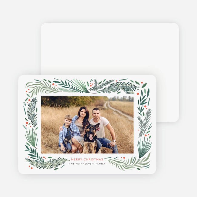 Pine Tree Motif Christmas Cards - Green