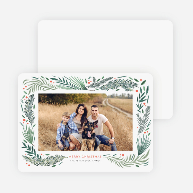 Pine Tree Motif Christmas Cards - Green