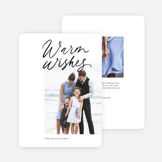 Warm Wishes Portrait Multi Photo Holiday Cards - Black