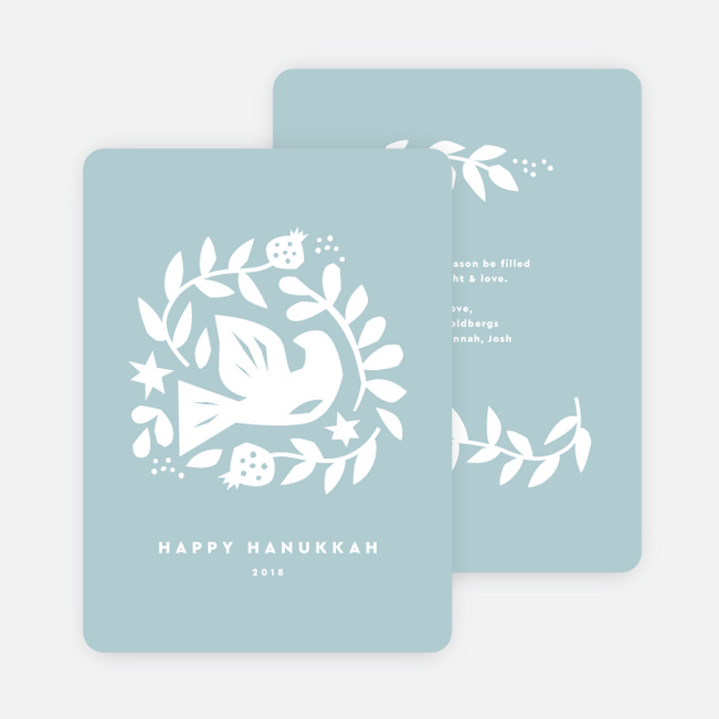 Bird Cutout Hanukkah Cards - Blue