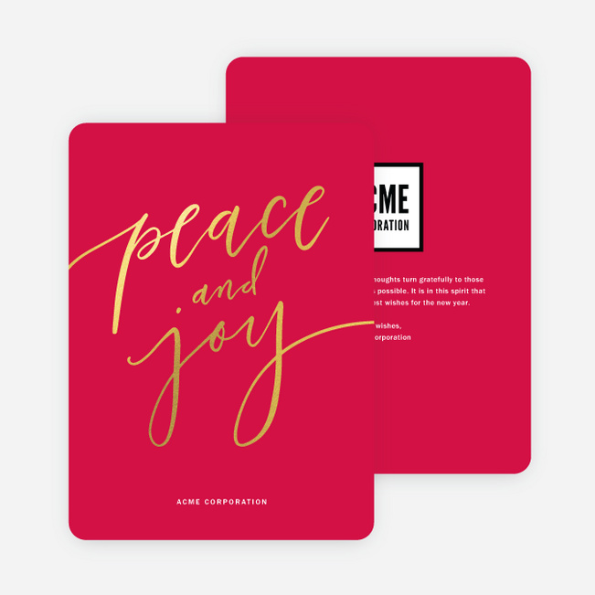 Foil Classic Message Business and Corporate Holiday Cards - Red