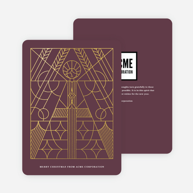 Foil Holy Angel Business and Corporate Holiday Cards - Purple