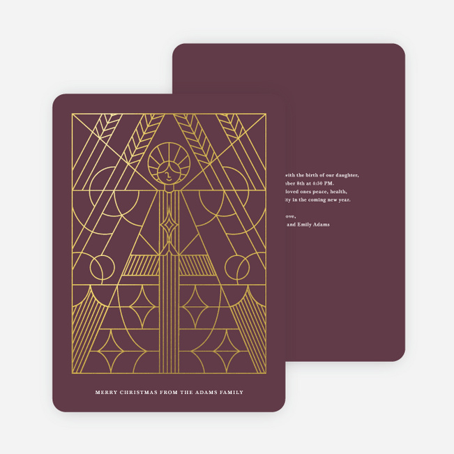 Foil Holy Angel Christmas Cards - Purple