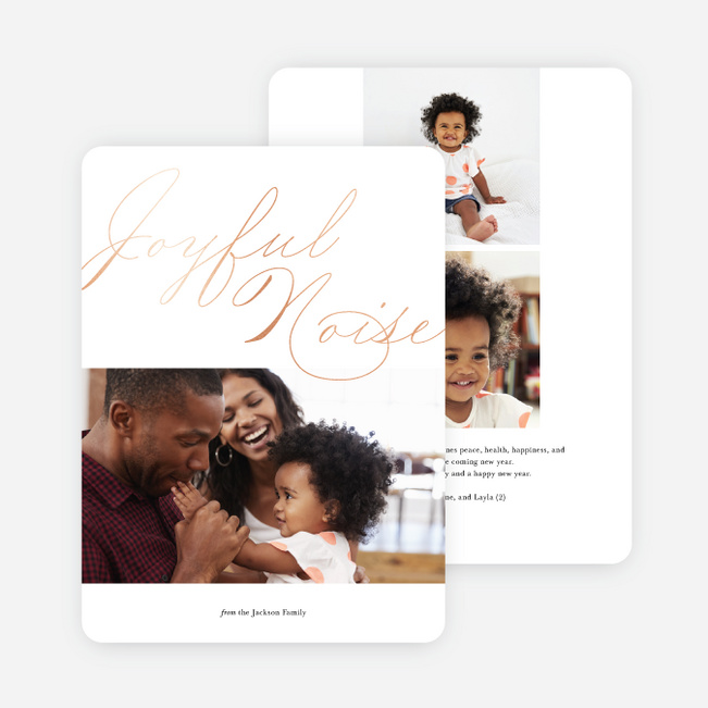 Foil Joyful Noise Multi Photo Holiday Cards - Pink
