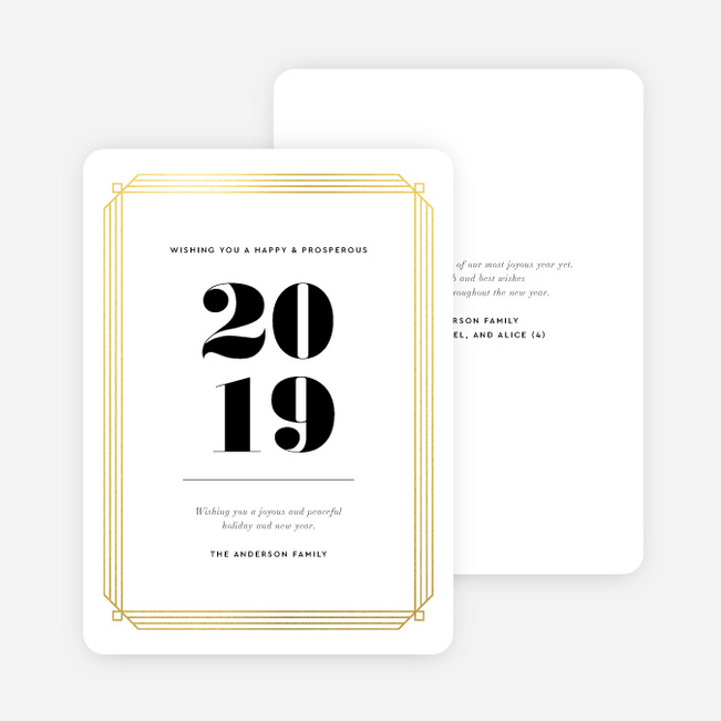 Deco The Halls New Year Cards and Invitations - Yellow