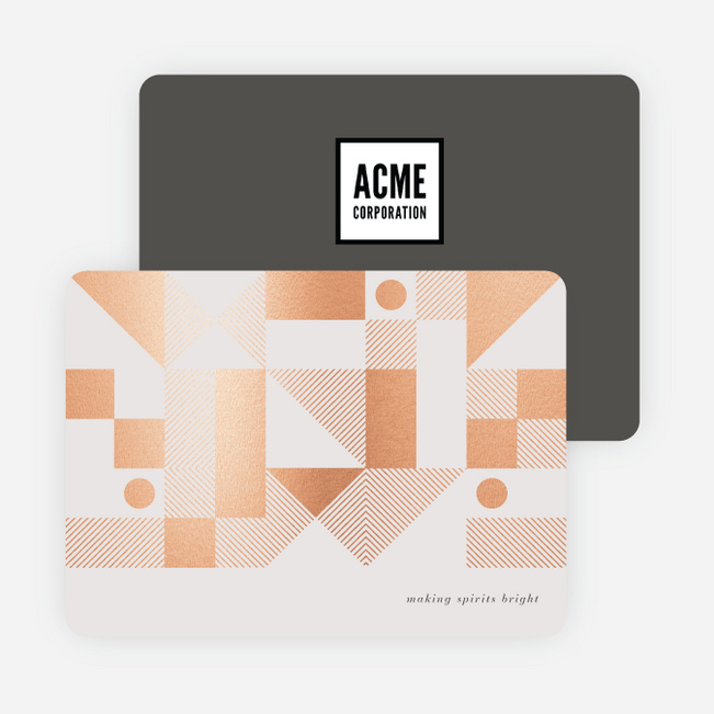 Foil Geometry Business and Corporate Holiday Cards - Pink