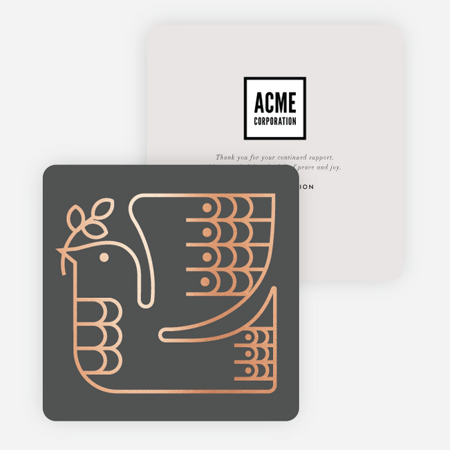 Foil Peace Dove Business and Corporate Holiday Cards - Pink