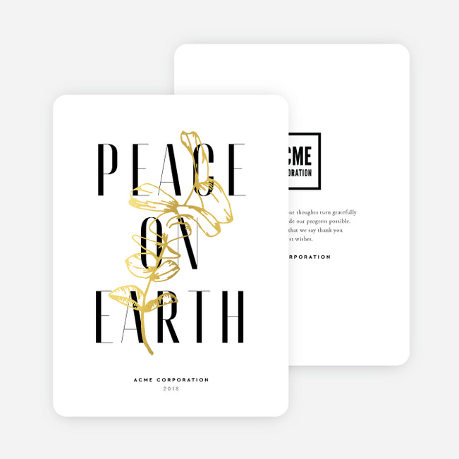 Foil Peace Offering Business and Corporate Holiday Cards - Yellow