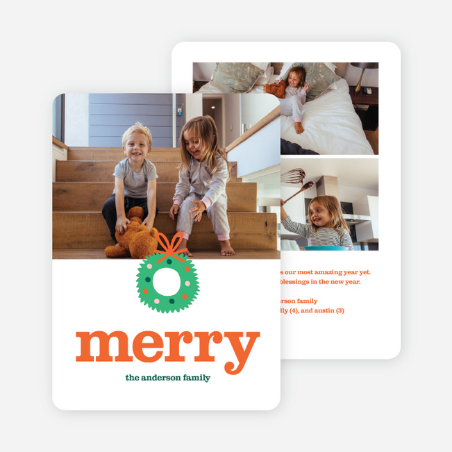 Merrily Stated Multi Photo Holiday Cards - Red