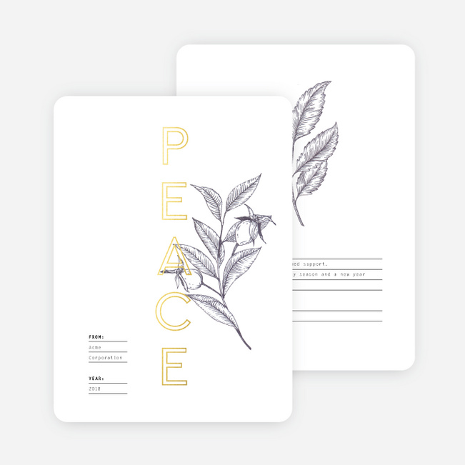 Recipe For Peace Business and Corporate Holiday Cards - Yellow