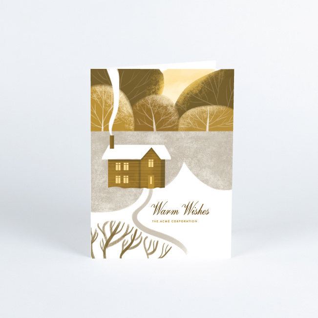 Cozy Cabin Business and Corporate Holiday Cards - Yellow