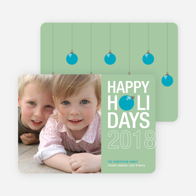 Holiday Ornament Holiday Photo Cards - Celadon