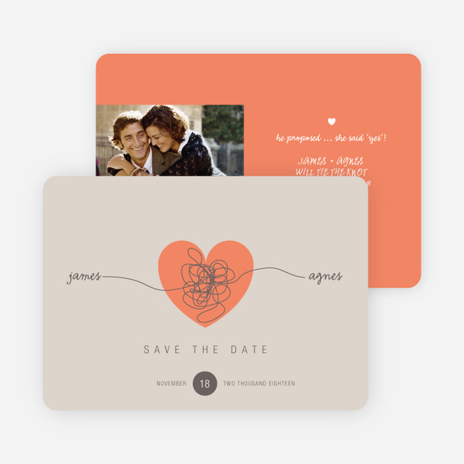 Tying the Knot Save the Date Cards - Orange