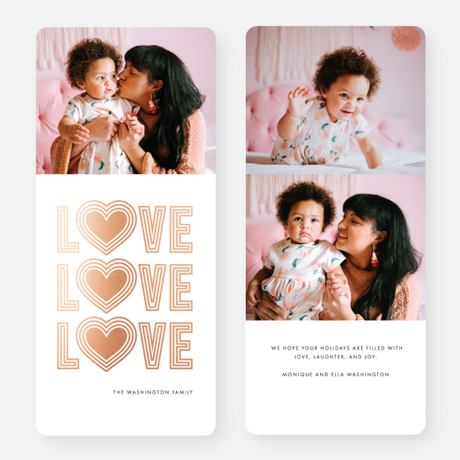 Love Always Wins Multi Photo Holiday Cards - Pink