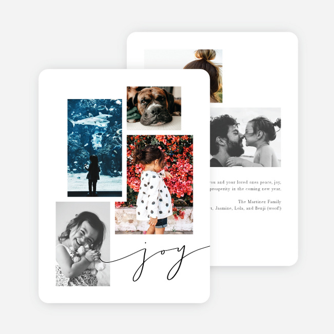 Festive Script Multi Photo Holiday Cards - Black