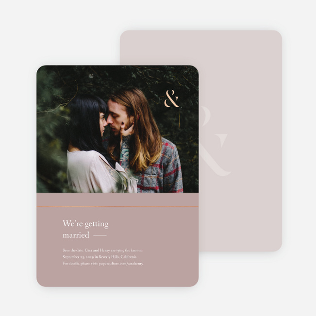 Foil Cornerside Save the Date Cards - Pink
